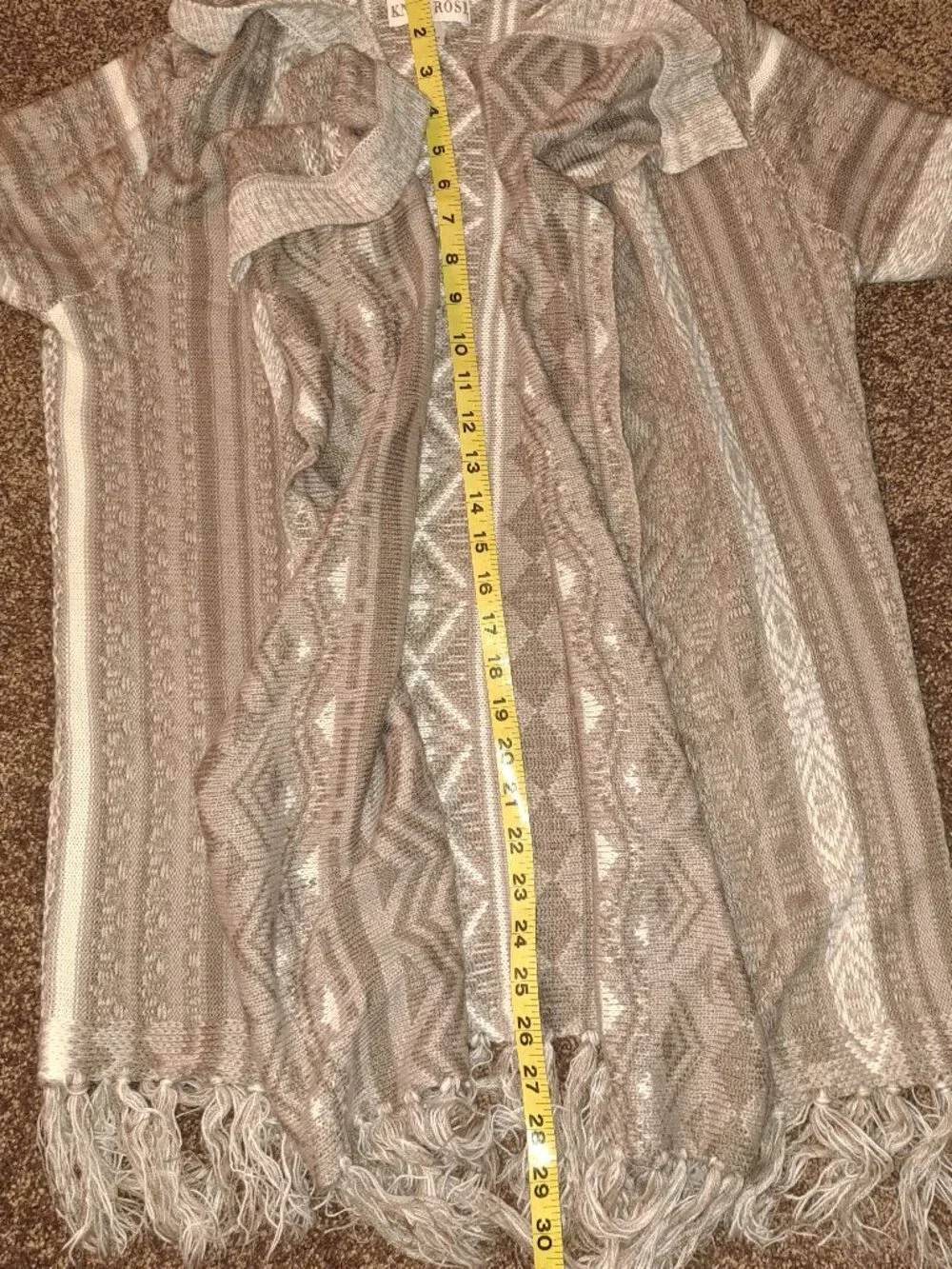 Knox Rose boho chic fringe festival southwestern aztec sweater coat jacket. - Picture 10 of 10
